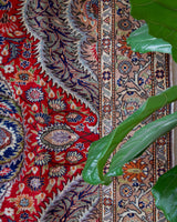 Vintage Turkish rug in a living room setting, pile rug, Turkish rug, vintage rug, portland, rug shop, bright colors, wild shaman, soft rug, bold color, Portland, Oregon, rug store, rug shop, local shop, antique rug