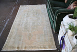 Old Faded Anatolian Turkish Rug 3.7ftx7ft