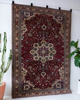 Vintage Turkish rug in a living room setting, pile rug, Turkish rug, vintage rug, portland, rug shop, bright colors, wild shaman, soft rug, bold color, Portland, Oregon, rug store, rug shop, local shop, antique rug