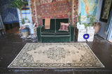 Old Faded Anatolian Turkish Rug 4ftx7.1ft