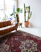 Vintage Turkish rug in a living room setting, pile rug, Turkish rug, vintage rug, portland, rug shop, bright colors, wild shaman, soft rug, bold color, Portland, Oregon, rug store, rug shop, local shop, antique rug