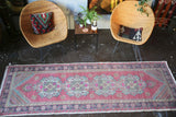 Vintage Turkish Faded Anatolian Runner Rug 3ftx9ft