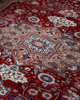 Vintage Turkish rug in a living room setting, pile rug, Turkish rug, vintage rug, portland, rug shop, bright colors, wild shaman, soft rug, bold color, Portland, Oregon, rug store, rug shop, local shop, antique rug