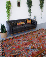 orange, green, bright color, antique, oushak rug, portland rug shop, rug store, wild shaman