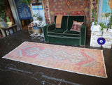 Vintage Turkish Faded Anatolian Runner Rug 3.3ftx8.5ft