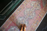 Vintage Turkish Faded Anatolian Runner Rug 3.3ftx8.5ft