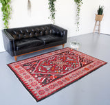 orange, green, bright color, antique, oushak rug, portland rug shop, rug store, wild shaman