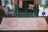 Vintage Turkish Faded Anatolian Runner Rug 3.3ftx8.5ft