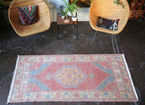 Vintage Faded Anatolian Rug 3.2ftx6.7ft