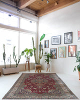 Vintage Turkish rug in a living room setting, pile rug, Turkish rug, vintage rug, portland, rug shop, bright colors, wild shaman, soft rug, bold color, Portland, Oregon, rug store, rug shop, local shop, antique rug