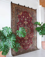 Vintage Turkish rug in a living room setting, pile rug, Turkish rug, vintage rug, portland, rug shop, bright colors, wild shaman, soft rug, bold color, Portland, Oregon, rug store, rug shop, local shop, antique rug