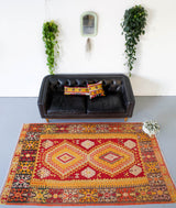 orange, green, bright color, antique, oushak rug, portland rug shop, rug store, wild shaman