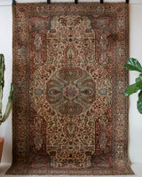 Vintage Turkish rug in room decor setting, old rug, antique rug, pastel colors, faded colors, Turkish rug, vintage rug, soft rug, Portland, Oregon, rug store, rug shop, local shop,  bright colors, bold colors