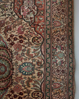 Vintage Turkish rug in room decor setting, old rug, antique rug, pastel colors, faded colors, Turkish rug, vintage rug, soft rug, Portland, Oregon, rug store, rug shop, local shop,  bright colors, bold colors