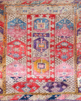 Vintage Turkish rug in living room setting, old rug, antique rug, pastel colors, faded colors, Turkish rug, vintage rug, soft rug, Portland, Oregon, rug store, rug shop, local shop