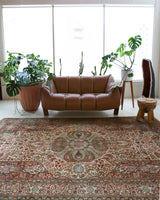 Vintage Turkish  rug in room decor setting, old rug, antique rug, pastel colors, faded colors, Turkish rug, vintage rug, soft rug, Portland, Oregon, rug store, rug shop, local shop,  bright colors, bold colors