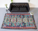 old rug, antique rug, earthy colors, bold colors, turkish rug, vintage rug, flat weave, kilim rug, large area rug, square rug, Wild Shaman, Portland, Oregon, rug store, rug shop, local shop