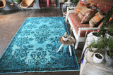 Vintage Overdyed Isparta Rug in coral 5.6ftx9.8ft
