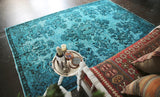 Vintage Overdyed Isparta Rug in coral 5.6ftx9.8ft
