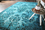 Vintage Overdyed Isparta Rug in coral 5.6ftx9.8ft