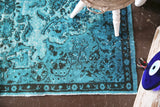 Vintage Overdyed Isparta Rug in coral 5.6ftx9.8ft