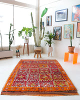 Vintage Turkish rug in a living room setting, pile rug, Turkish rug, vintage rug, portland, rug shop, bright colors, wild shaman, soft rug, bold color, Portland, Oregon, rug store, rug shop, local shop, antique rug