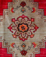 Vintage Turkish rug in a living room setting, pile rug, Turkish rug, vintage rug, portland, rug shop, bright colors, wild shaman, soft rug, bold color, Portland, Oregon, rug store, rug shop, local shop, antique rug