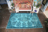Vintage Overdyed Isparta Rug in coral 5.6ftx9.8ft