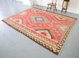 Vintage Turkish Denizli Kilim Rug 7'2"x9'2"