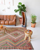 old rug, antique rug, earthy colors, faded colors, Turkish rug, vintage rug, flat weave, kilim rug, large area rug, square rug, Wild Shaman, Portland, Oregon, rug store, rug shop, local shop