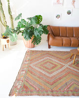 old rug, antique rug, earthy colors, faded colors, Turkish rug, vintage rug, flat weave, kilim rug, large area rug, square rug, Wild Shaman, Portland, Oregon, rug store, rug shop, local shop