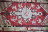 Vintage Faded Anatolian Turkish Rug 2.9ft x 5.2ft