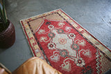 Vintage Faded Anatolian Turkish Rug 2.9ft x 5.2ft