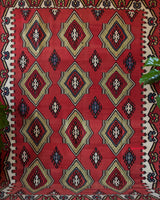 Vintage kilim rug in living room setting, bright colors, wild shaman, soft rug, bold color, Portland, Oregon, rug store, rug shop, local shop, vintage rug, modern kilim, warm colors