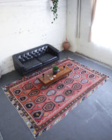 old rug, antique rug, earthy colors, faded colors, turkish rug, vintage rug, flat weave, kilim rug, large area rug, square rug, Wild Shaman, Portland, Oregon, rug store, rug shop, local shop