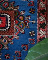 Vintage Turkish runner rug in a living room setting, pile rug, Turkish rug, vintage rug, portland, rug shop, bright colors, wild shaman, soft rug, bold color, Portland, Oregon, rug store, rug shop, local shop, antique rug