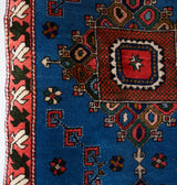 Vintage Turkish runner rug in a living room setting, pile rug, Turkish rug, vintage rug, portland, rug shop, bright colors, wild shaman, soft rug, bold color, Portland, Oregon, rug store, rug shop, local shop, antique rug