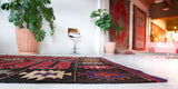 Vintage kilim rug in living room setting, bright colors, wild shaman, soft rug, bold color, Portland, Oregon, rug store, rug shop, local shop, vintage rug, modern kilim, warm colors