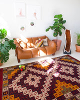 Turkish rug, vintage rug, flat weave, kilim rug, large area rug, square rug, Wild Shaman, Portland, Oregon, rug store, rug shop, local shop, bright colors, area rug, bold color