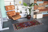 Vintage Faded Anatolian Turkish Rug 2.6ftx5.5ft