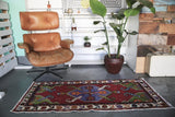 Vintage Faded Anatolian Turkish Rug 2.6ftx5.5ft