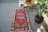 Vintage Faded Anatolian Turkish Rug 2.6ftx5.5ft