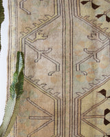 Vintage Turkish rug in living room setting, old rug, antique rug, pastel colors, faded colors, Turkish rug, vintage rug, soft rug, Portland, Oregon, rug store, rug shop, local shop