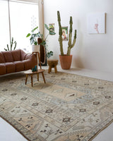 Vintage Turkish rug in living room setting, old rug, antique rug, pastel colors, faded colors, Turkish rug, vintage rug, soft rug, Portland, Oregon, rug store, rug shop, local shop