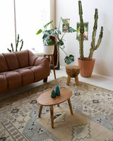 Vintage Turkish rug in living room setting, old rug, antique rug, pastel colors, faded colors, Turkish rug, vintage rug, soft rug, Portland, Oregon, rug store, rug shop, local shop