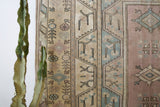 Vintage Turkish rug in living room setting, old rug, antique rug, pastel colors, faded colors, Turkish rug, vintage rug, soft rug, Portland, Oregon, rug store, rug shop, local shop