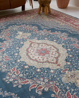 Vintage Turkish rug in a living room setting, pile rug, Turkish rug, vintage rug, portland, rug shop, bright colors, wild shaman, soft rug, bold color, Portland, Oregon, rug store, rug shop, local shop, antique rug