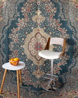 Vintage Turkish rug in a living room setting, pile rug, Turkish rug, vintage rug, portland, rug shop, bright colors, wild shaman, soft rug, bold color, Portland, Oregon, rug store, rug shop, local shop, antique rug