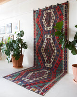 Vintage kilim rug in living room setting, bright colors, wild shaman, soft rug, bold color, Portland, Oregon, rug store, rug shop, local shop, vintage rug, modern kilim, warm colors