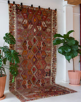 Vintage kilim rug in living room setting, bright colors, wild shaman, soft rug, bold color, Portland, Oregon, rug store, rug shop, local shop, vintage rug, modern kilim, warm colors